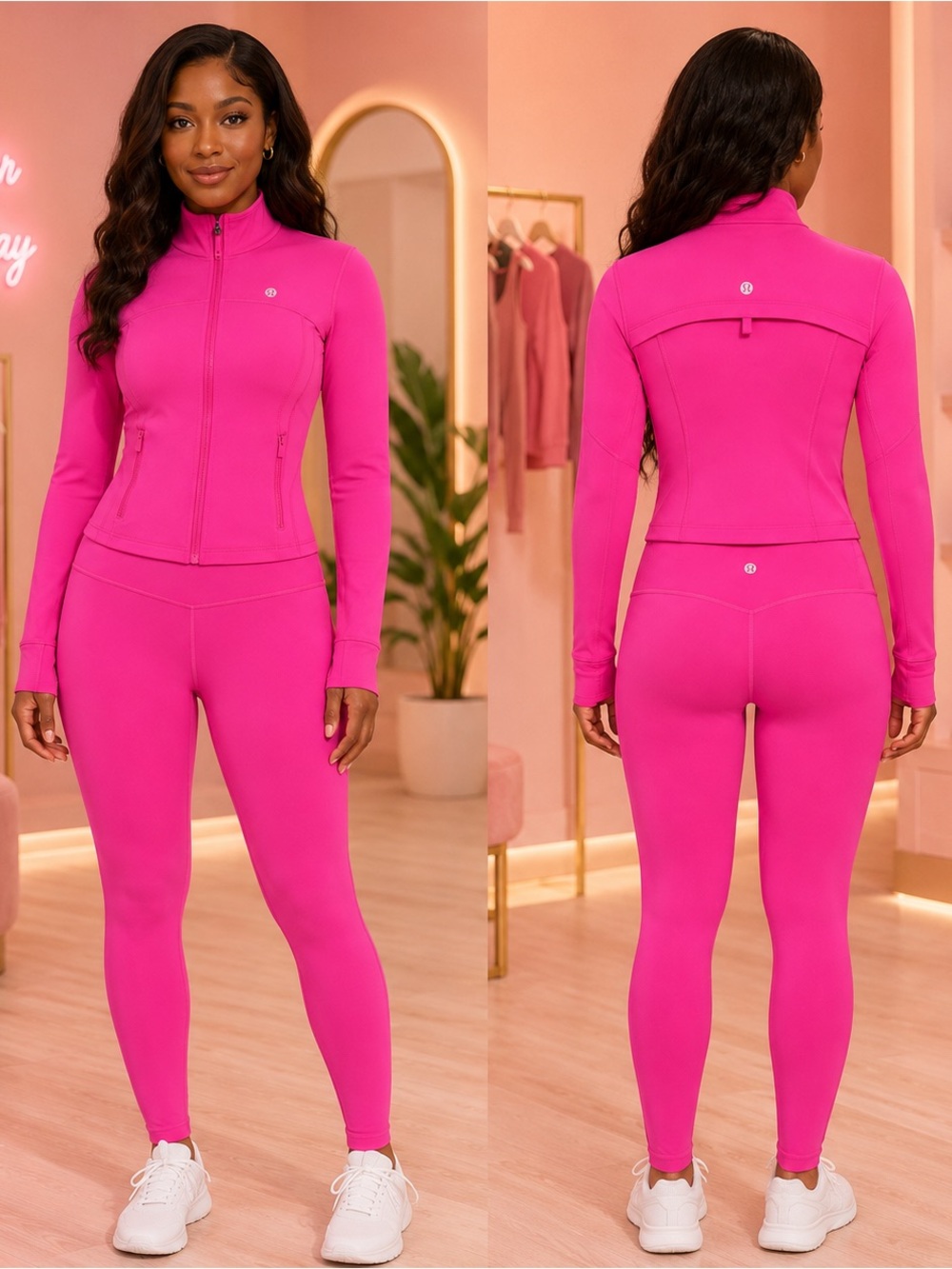 lululemon athletica Vibrant Pink High-Waist Leggings & Zip Jacket Set